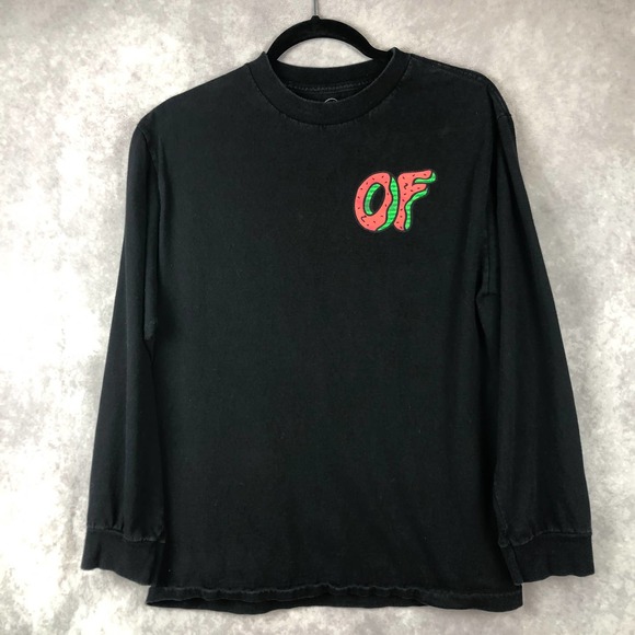Odd Future OF Donut Tee Shirt Mens Medium Long Sleeve Crew Neck Black Hip Hop - Picture 1 of 7